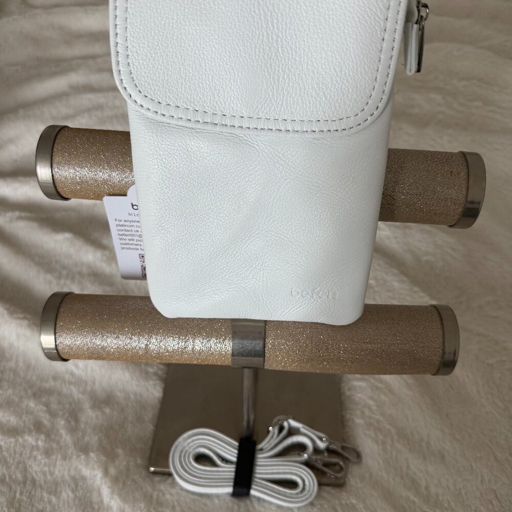 Minimalist White Leather Crossbody
